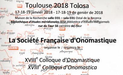 XVVIIIe colloque d'onomastique à Toulouse