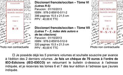 Diccionari francÃ©s-occitan segon lo lengadocian
