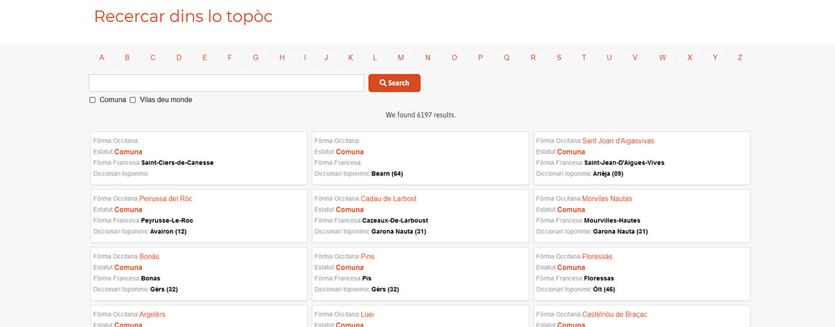 rechercher dans le Topòc