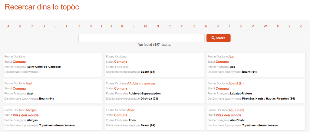 Rechercher dans le Topòc