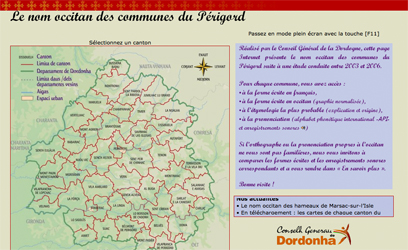 Mapa occitana de las comunas de Dordonha