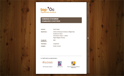 Diccionari toponimic occitan d'Avairon